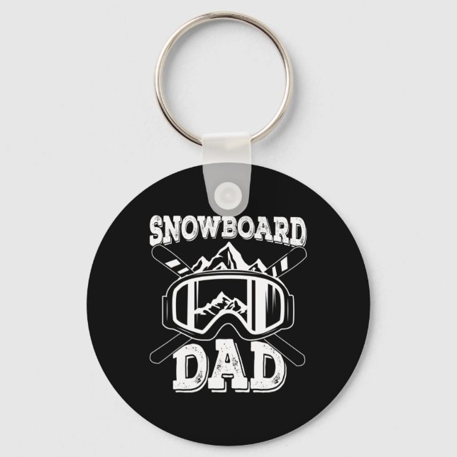 Snowboard Dad Mountain Range Snowboarding Father F Keychain (Front)
