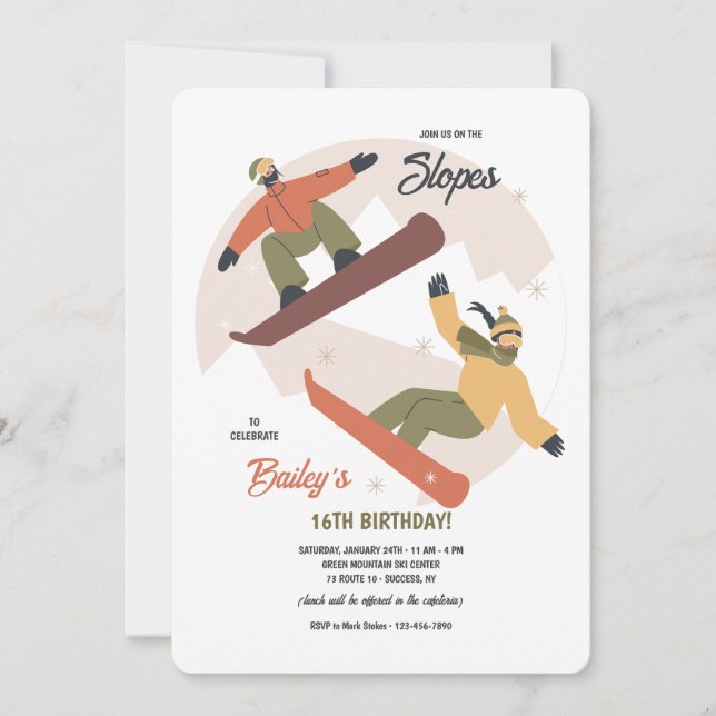 Snowboard Duo Invitation (Front)