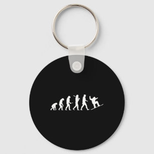 Snowboard Evolution Gift From Cavemen To A Snowboa Keychain