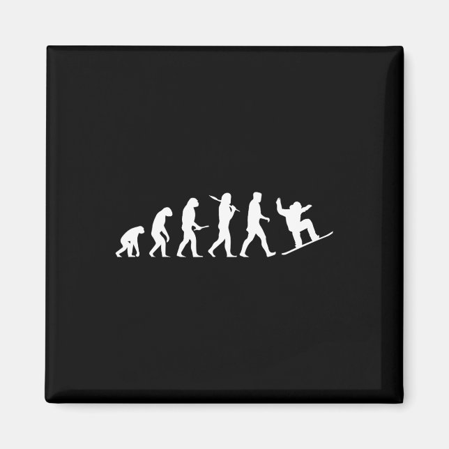 Snowboard Evolution Gift From Cavemen To A Snowboa Magnet (Front)
