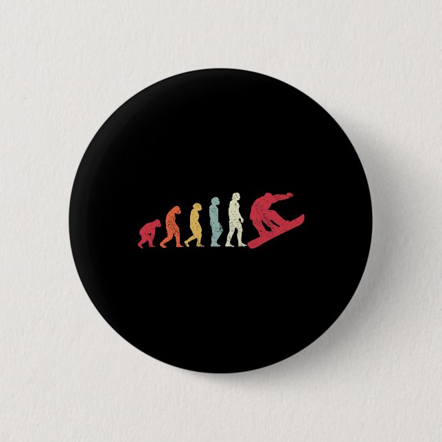 Snowboard Evolution Of Man Boarder Monkey Ape To S 2 Inch Round Button (Front)