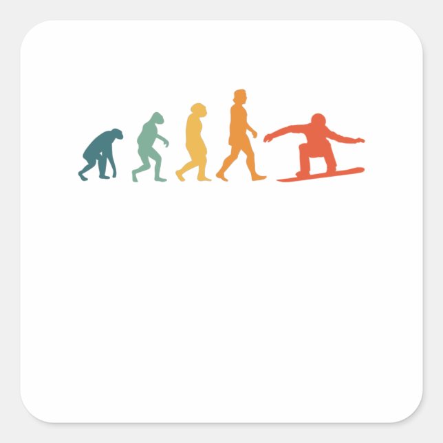 Snowboard Evolution Retro Snowboarder Winter Square Sticker (Front)