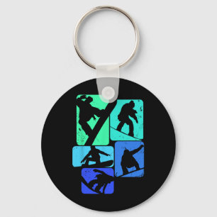 Snowboard For Snowboarder Retro Mens Snowboarding  Keychain