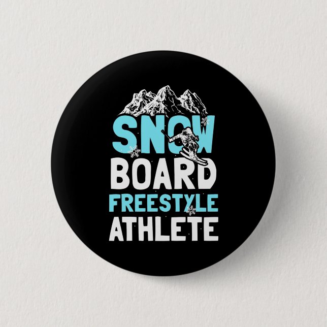 Snowboard Freestyle Athlete 2 Inch Round Button (Front)