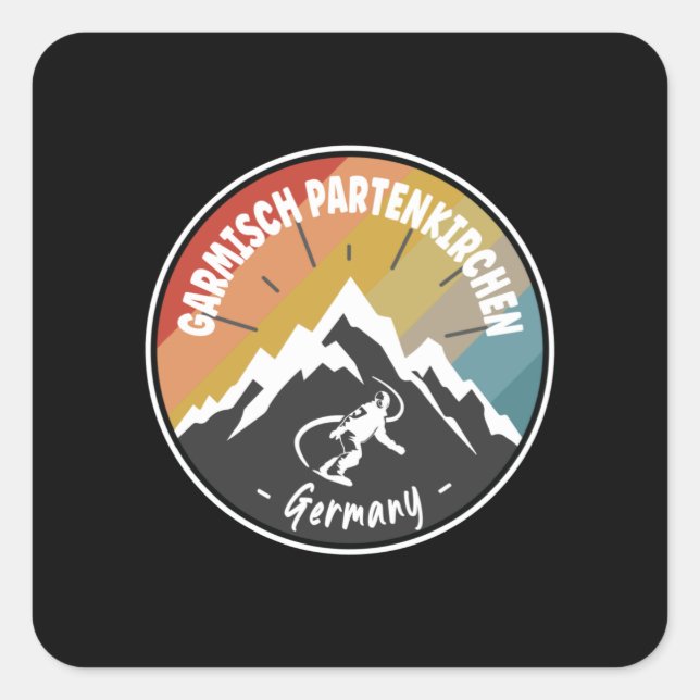 Snowboard Garmisch Partenkirchen Germany Square Sticker (Front)