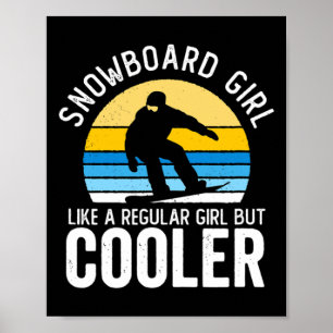 Snowboard Girl Cooler Funny Vintage Sunset Snowboa Poster