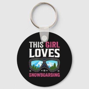 Snowboard Girl Snowboarding Winter Mountains Snow  Keychain