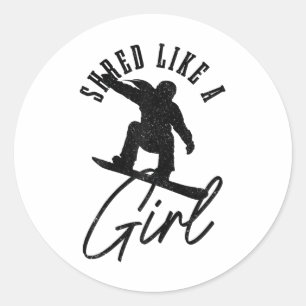 Snowboard Girl Winter Vintage Snowboarding Snowboa Classic Round Sticker