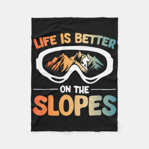 Snowboard Goggles Life Is Better On The Slopes Sno Fleece Blanket