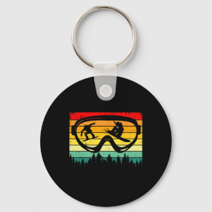Snowboard Goggles Mountain Snowboarding Retro Vaca Keychain