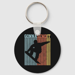 Snowboard Gonna Send It Vintage Retro Freestyle Sn Keychain