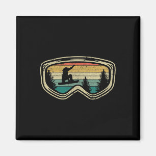 Snowboard Googles Big Air Silhouette Retro Trees  Magnet
