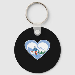 Snowboard Heart - Snowboarding Love  Keychain