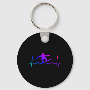 Snowboard Heartbeat 80s 90s Retro Winter Snowboard Keychain