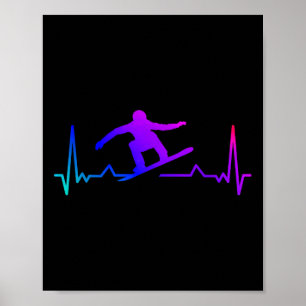 Snowboard Heartbeat 80s 90s Retro Winter Snowboard Poster