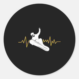 Snowboard Heartbeat Ekg Snowboarding 1 Classic Round Sticker