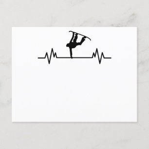 Snowboard Heartbeat Funny Sport Snowboarding Gift Postcard