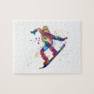 Snowboard in watercolor jigsaw puzzle