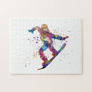Snowboard in watercolor jigsaw puzzle