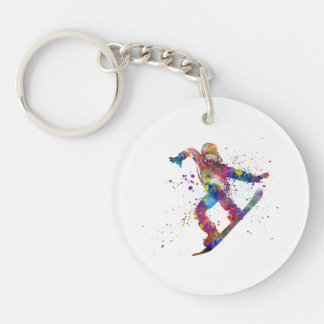 Snowboard in watercolor keychain