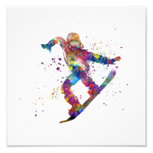 Snowboard in watercolor photo print