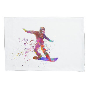 Snowboard in watercolor pillowcase