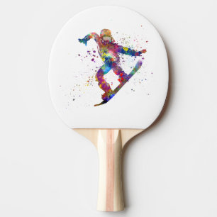 Snowboard in watercolor ping pong paddle