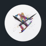 Snowboard in watercolor round clock<br><div class="desc">Sports illustrations with vibrant colors and an exceptional finish</div>