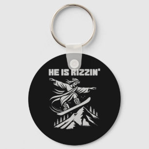 Snowboard Jesus Christ Snowboarding Rizzin' Snow C Keychain