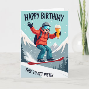 Snowboard Jump Birthday Card