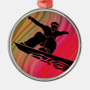 Snowboard Jump Metal Ornament