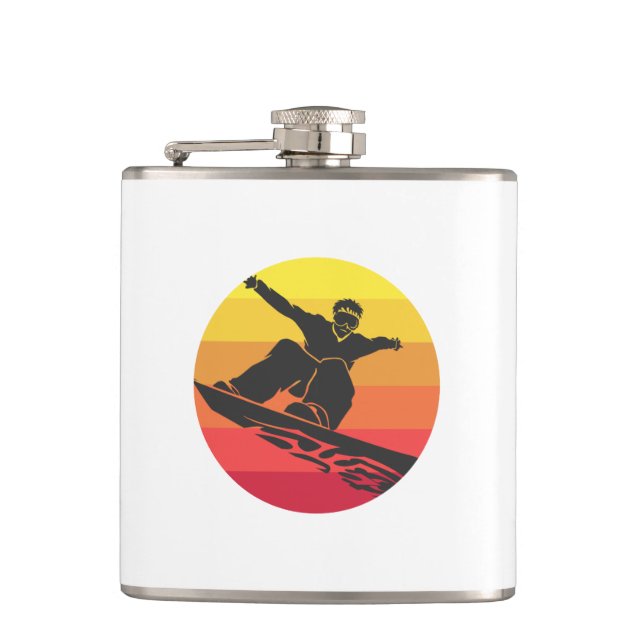 Snowboard Jump Retro Hip Flask (Front)