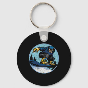Snowboard Jump Snow Mountain Winter Sport Snowboar Keychain