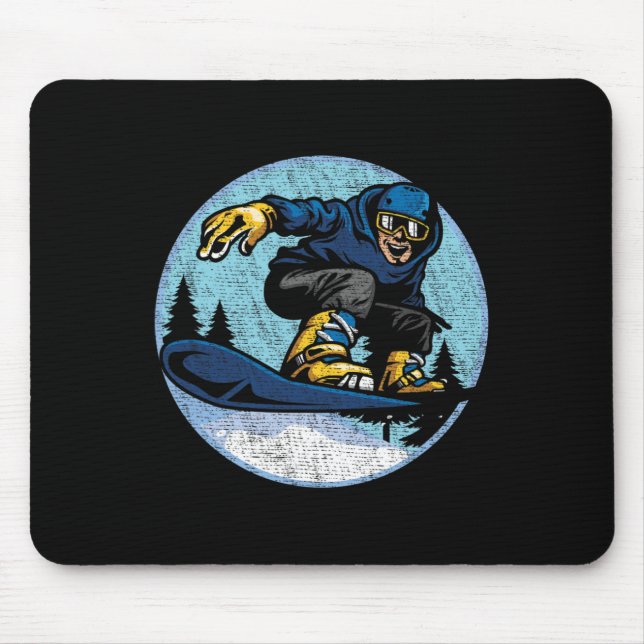 Snowboard Jump Snow Mountain Winter Sport Snowboar Mouse Pad (Front)