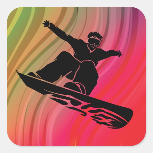 Snowboard Jump Square Sticker (Front)