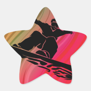 Snowboard Jump Star Sticker