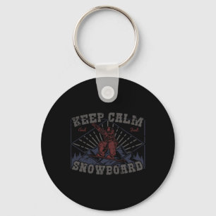 Snowboard Keep Calm Vintage Retro Snowording Winte Keychain