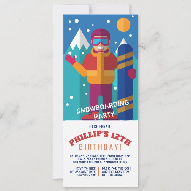 Snowboard Kid Invitation (Front)