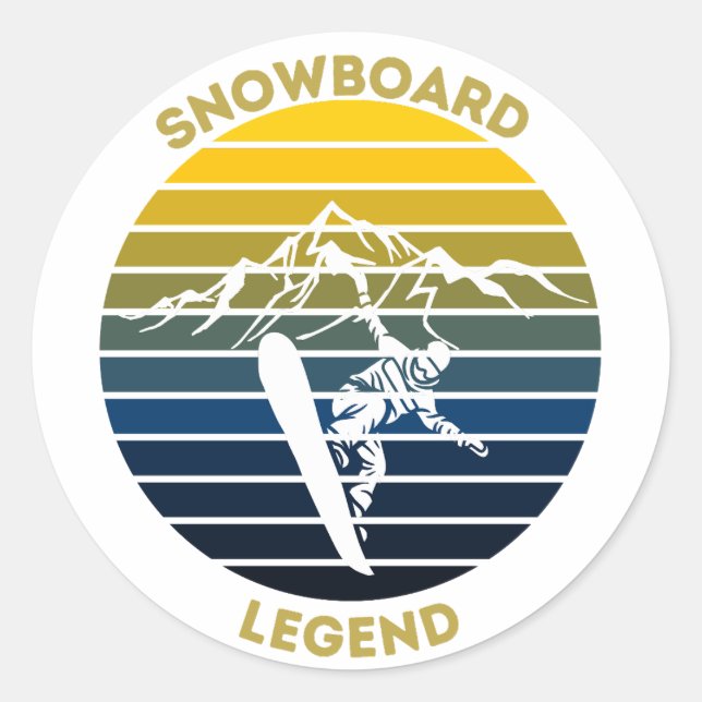 Snowboard Legend Classic Round Sticker (Front)