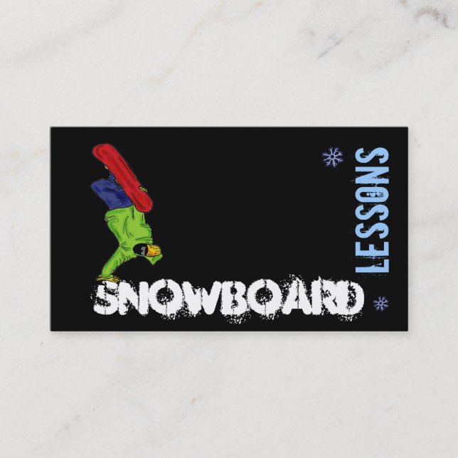 Snowboard Lesson customizable business cards (Front)