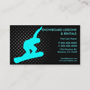 Snowboard lessons rentals custom business cards