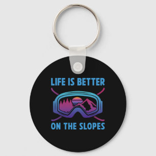 Snowboard Life Is Better On The Slopes Retro Snowb Keychain