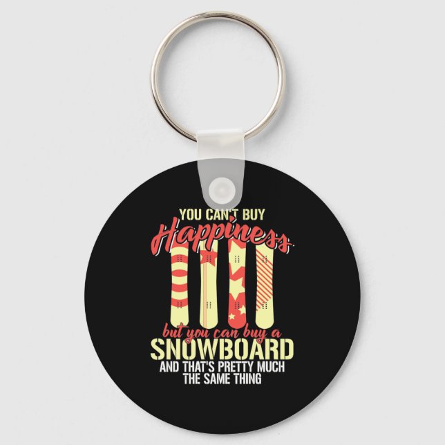 Snowboard Makes Me Happy Keychain (Front)