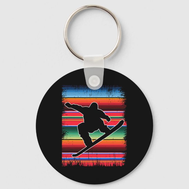 Snowboard Mexican Serape Print Cinco De Mayo Snowb Keychain (Front)