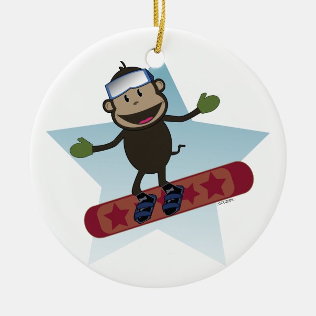 Snowboard Monkey ornament (Front)