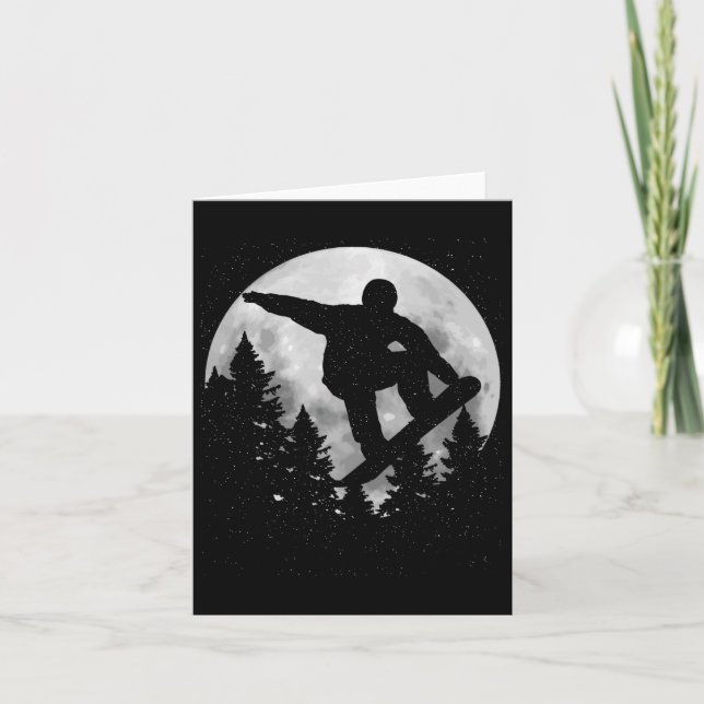 Snowboard Moon Snowboarding Winter Sports Snowboar Card (Front)