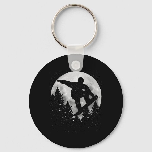 Snowboard Moon Snowboarding Winter Sports Snowboar Keychain (Front)