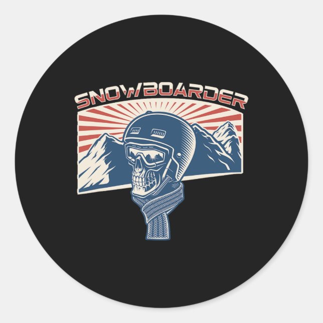Snowboard Mountains Snowboarding Snowboarders Free Classic Round Sticker (Front)