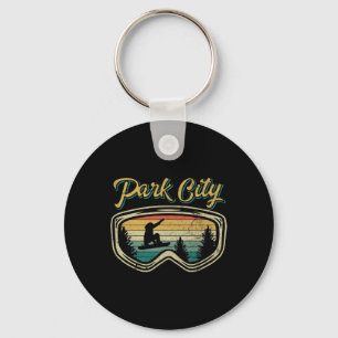 Snowboard Park City Utah Distressed Goggles Big Ai Keychain
