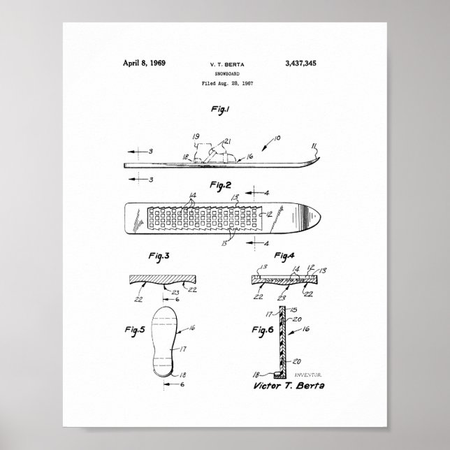 Snowboard Patent Poster (Front)
